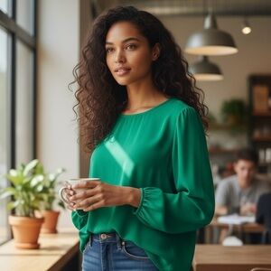 LOFT Vibrant Green Blouse